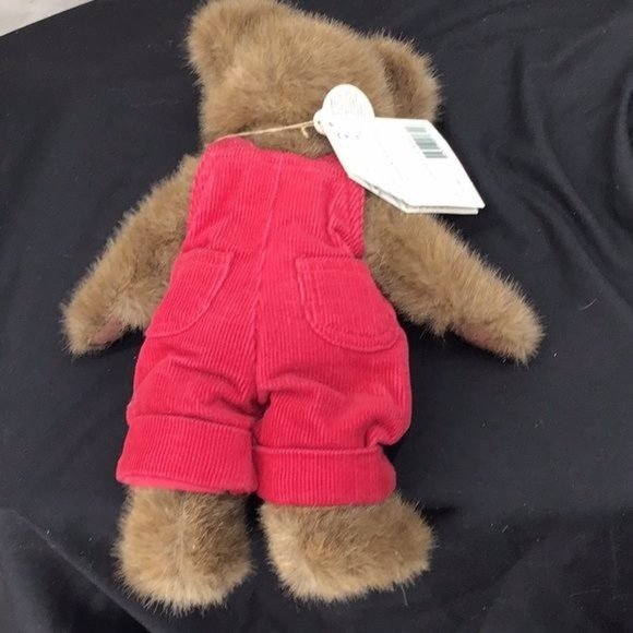 Boyds Bear Bearware "Klye L Berriman" Red Corduroy Overalls 11" Brown Bear Style - Picture 6 of 7